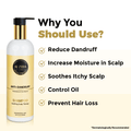 ALZIBA CARES Anti-Dandruff Shampoo | Gives Upto 100% Dandruff-Free Hair with Natural Tea Tree Oil and Vitamin B5 | Soothing Scalp Therapy for Flake-Free and Stronger Hair | Non-Toxic, Vegan, Gluten, Paraben Free | For Women and Men | 500ml - ALZIBA CARES