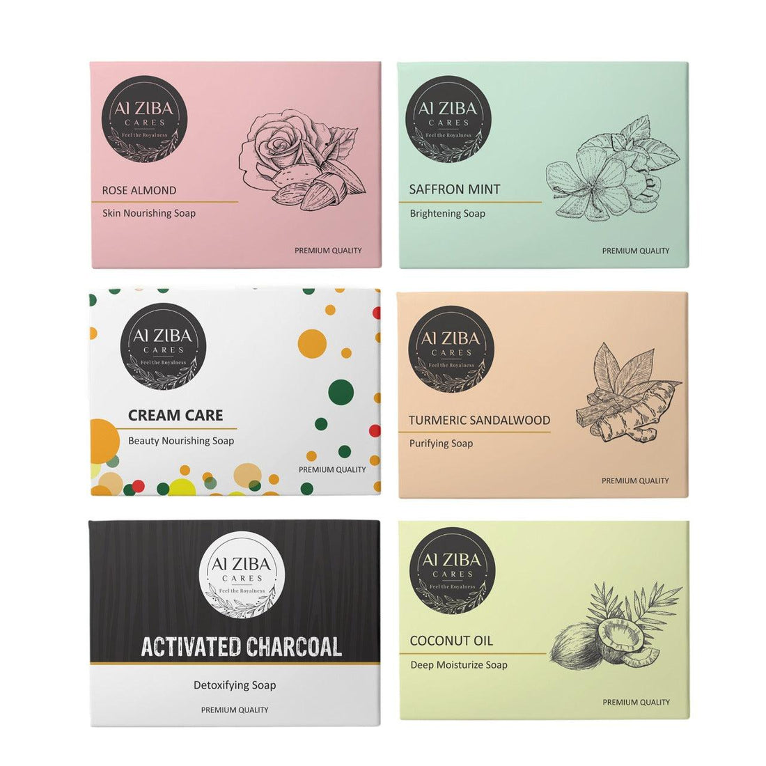 AlZIBA CARES Bathing Soaps All In One ( Pack of 6 ) - ALZIBA CARES