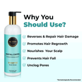 ALZIBA CARES Hair Fall Control Shampoo | Gives Upto 98% Less Hair Fall with Natural Bhringraj, Argan Oil and Vitamin B5 |Non-Toxic, Vegan, Gluten, Sulphate and Paraben Free | For Women & Men | 500ml - ALZIBA CARES